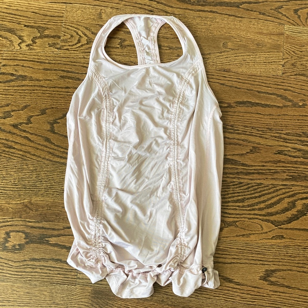 lululemon athletica Light Pink Striped Racerback Just Wanna Run Tank Size 6